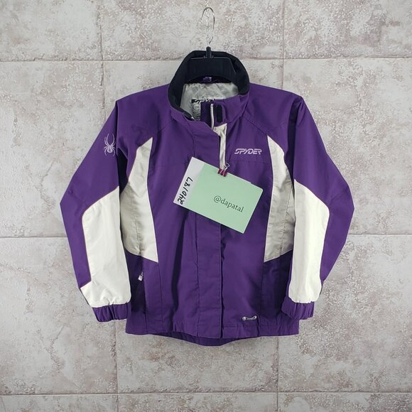 Big Kids Full Zip Insulated Lined Rain Jacket Spyder Windbreaker Youth Size 10 - Picture 15 of 15